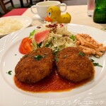 洋食屋 アシエット - ☺︎シーフードカニクリームコロッケセット ¥1430