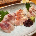 Teru zushi - 左からホウボウ、金目鯛、クエです！