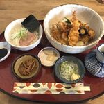 Toshioka - えびと穴子の天おろしきしめん + ミニマグロたたき丼