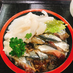 蛯寿し - イカサンマ丼（サンマをナンバン漬に）
