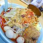 顎で喰らえ - 辛ラーメンミニ全マシ＋煮ウズラ