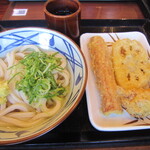 丸亀製麺 - かけうどんに天ぷら3種