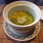 界 遠州 - 蓋物　湯葉と由里根のおぼろ蒸し　翡翠餡