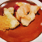 レストラン スノゥ - アコヤ貝と蕾菜のフリット
