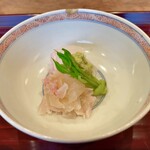 松川 - 鯛と車海老のお造り、海老味噌 コノワタと柚子 醤油