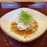 松川 - 虎河豚刺し 白子とポン酢で