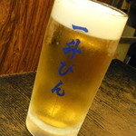 生ビール中（550円）　グラスが素敵w