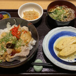 淀屋橋ふしみの 和がや - 日替り定食(豚照焼丼･出汁巻玉子･そば･小鉢･漬物)