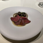 銀座 フレンチ Sublime Premium - イチボのティエード　新牛蒡と葉牛蒡