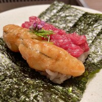 USHIGORO S. SHINJUKU - 子持ち昆布と厳選部位（ウチモモ）の手巻き