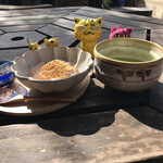 山辺の道 花もり - 挽きたてきなこのわらびもち　お抹茶セット　750円（税込）