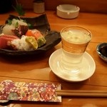 富久佳 - スタートはお造り盛り合わせ＆冷酒