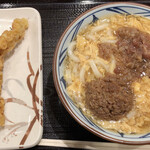 丸亀製麺 - 「肉がさね玉子あんかけ（並）」690円
「かしわ天」170円