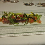 リストランテ カノフィーロ - 羅臼産大助のクルード　トマトとセリのケッカソース