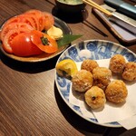炊き餃子 川添 - スライストマト／里芋唐揚げ