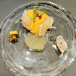 炭と伊 to-re - 上田ファームの赤かぶと天然ヒラメのカルパッチョ