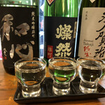 おかやまの酒ばあ さかばやし - 3種飲み比べ