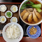 石田屋水戸藩らーめん - 期間限定「石田屋セット」@1100 (水戸藩らーめん・しょぼろ納豆・半ライスのセット)