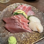 かに料理 然 - 鮮魚の刺身３点盛り