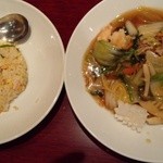 中華料理 ハマムラ - 『広東風焼きそばセット』～♪広東風焼きそばと半焼飯のセット！！(^o^)丿
