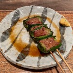 鳥茂 - ピーマンの肉詰め(タレ)