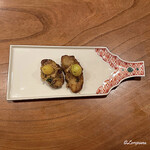 千陽 - 鮟鱇の唐揚げと銀杏の素揚げ