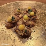 千陽 - 鮟鱇の唐揚げと銀杏の素揚げ