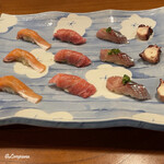 千陽 - 桜鱒に大間産 本鮪トロ､鰊のにぎりに柳蛸の桜煮