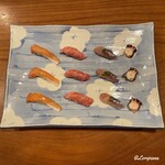 千陽 - 桜鱒に大間産 本鮪トロ､鰊のにぎりに柳蛸の桜煮