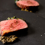 Roasted Japanese black beef with parsley puree