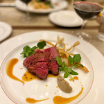 Coteau - 静岡 イノシシのロース / 仏産 サルシフィー / 青森 牛蒡、ル・スイユ・ド・マゼイル / シャトー・マゼイル(フランス・ボルドー / メルロ主体) ¥2,000