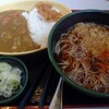 ゆで太郎 もつ次郎 - 温そば、カレーセット(税込450円)