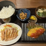 淀屋橋ふしみの 和がや - 日替り定食 
            (とり照焼･白身魚フライ･小鉢･お櫃御飯･味噌汁･漬物)