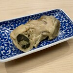 日本橋蛎殻町 すぎた - あん肝 牡蠣の酒蒸しの味噌漬け 新政の火の鳥