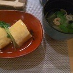 鮨と肴 はやみ - だし巻玉子のあんかけ・吸い物