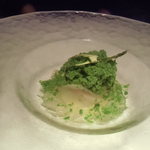 ル・ヴァンキャトル - アスパラガスのシャーベット、帆立貝と浅蜊のジュレ