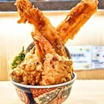 羽田市場食堂 - 肉と海老天丼