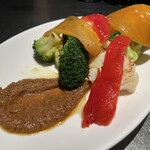 Escalivada (assorted warm vegetables) served with romesco sauce