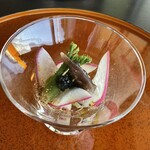 日本料理 もちづき - 先付　山海の胡麻味噌和え