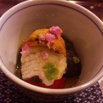 アシェット・ド・マコ - 鱧の煮凍りとかも茄子の揚げ浸し