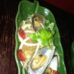 スパイシーマーケット - たっぷりシーフードの春雨炒め。結構辛かったから苦手な人はやめた方がいいかな。しかしこの惜しげも無く使われるシーフードにはびっくりじゃね？