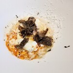 La Brianza - シンプルチーズリゾット半熟玉子トリュフ掛け。