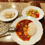 北京飯店 - 2023年2月15日(水)　北京飯店大和店　いかと葱の生姜炒め・麻婆豆腐丼・帆立の旨塩炒め