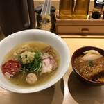 饗 くろ喜 - 塩そば ¥1,100＋丹波黒どり 手羽元カレー飯 ¥350