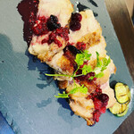 Grilled young chicken with berry sauce