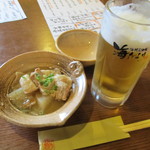 Umidayori - お通しと生ビールです