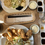 キッチン ひらき - カキフライ3個+ヒレカツ3個定食（ご飯•赤だし付き)