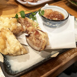 嬉々 わらまさ - しいたけ肉詰め天(おろしポン酢添え)(450円)