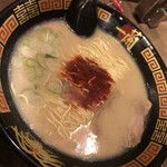 一蘭 - ラーメン（2辛、バリ硬、白ネギ）