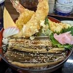 Oshokujidokoro Sazanami - 大海老天とはかりめ丼¥2400